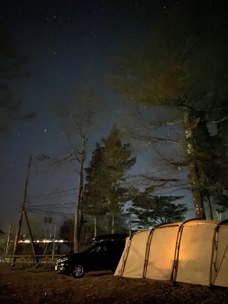 the508キャンプCサイトからの山中湖の夜景